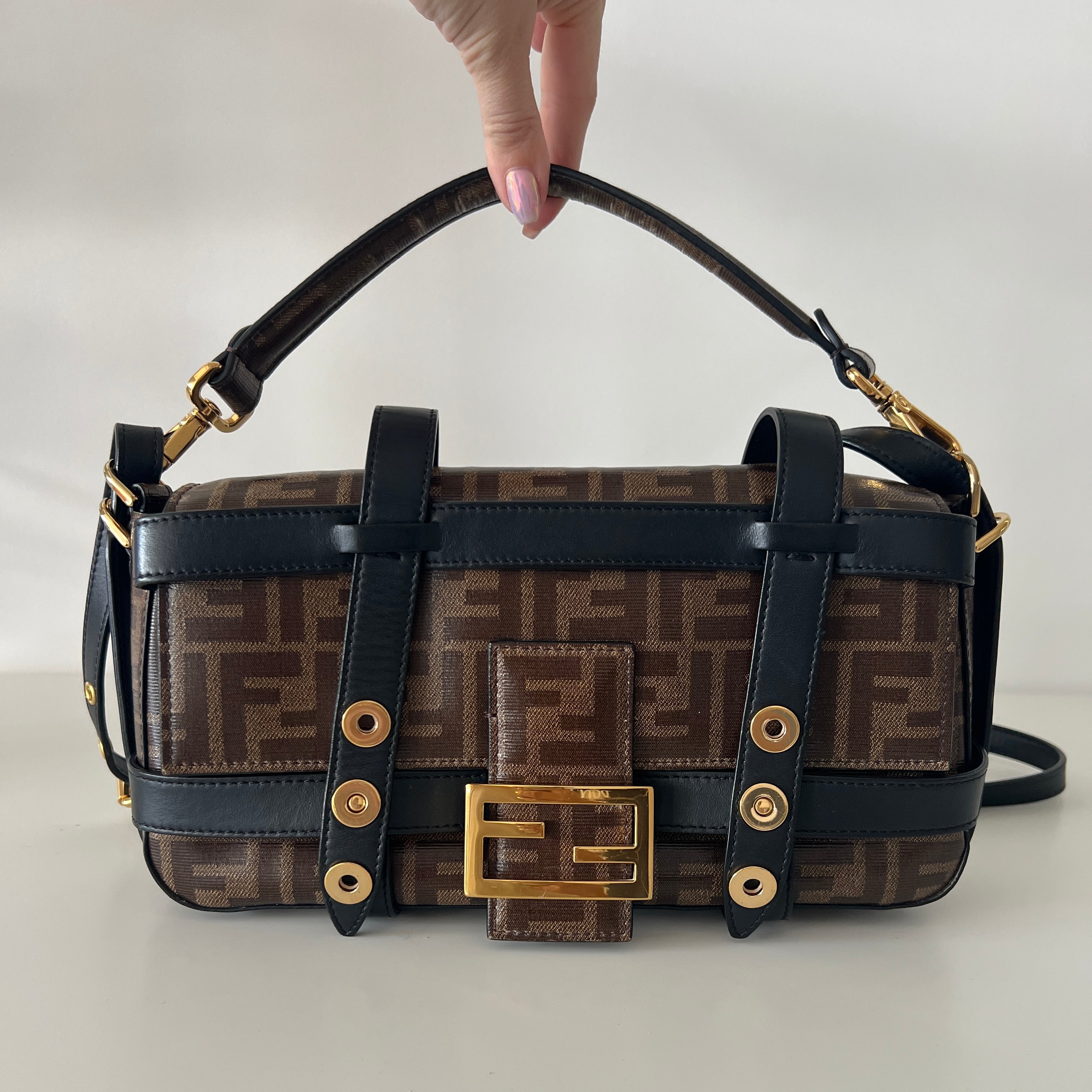Fendi Zucca  Baguette with Leather Strap Jacket